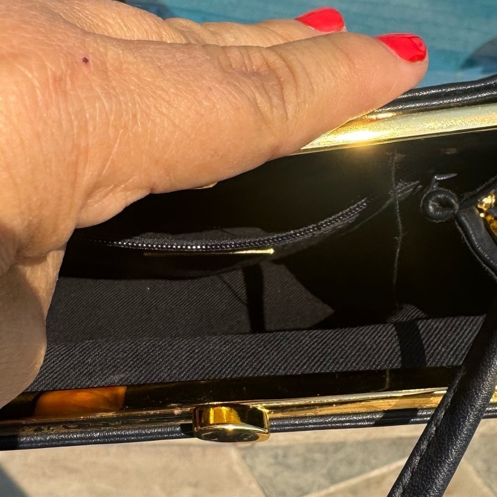 Giani Bernini Vintage Blue Pearl Vegan Leather Retro Shoulder Bag Gold Hardware - Picture 7 of 7